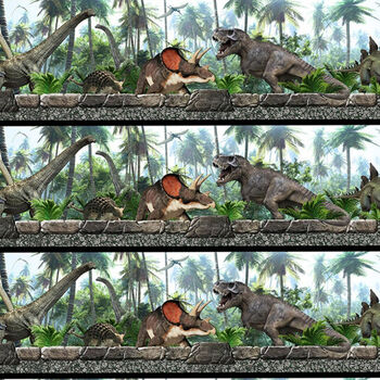 Jurassic From In The Beginning Fabric Dinosaur Border Print 2348 Design 3JUR Color1