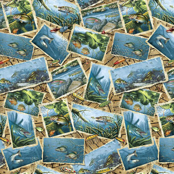 Keep It Reel By Blank Quilting Fabric Pattern 1356  070 Blue Postcards