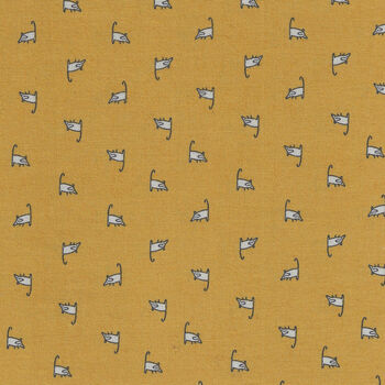 Keyboard Cats By Teressa Magnuson For Clothworks C2465 Y3436 Color 68 Mustard