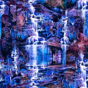 Kondililia Falls by De Gillett Cox for KK Fabrics 4108G Falls Blue