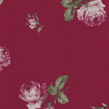 Kono Sanae For YUWA Fabrics of Japan Color Palette Bergundy KS824588 Roses