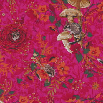 Land Art 2 by Odile Bailloeul For Free Spirit PWOB061Pattern Masked Bandits Col Rose