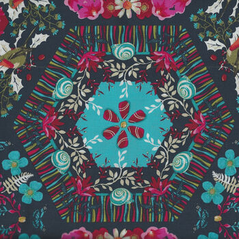 Land Art 2 by Odile Bailloeul For Free Spirit PWOB065Pattern Rounds Col Navy