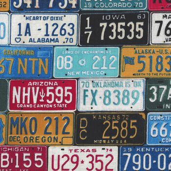 License Plates Road Trip C2450 Multi From Timeless Treasures Fabrics