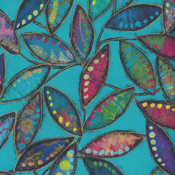 Light In The Forest By Sue Penn For Free Spirit Fabrics PWSP014 FoliageTurquoise