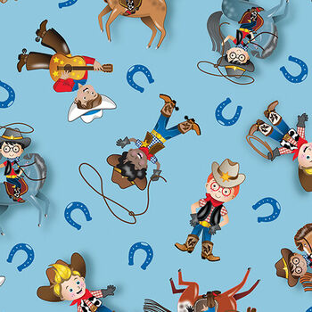 Liland39 Buckaroos by Greta Lynn for Benartex Fabrics  1475954B Blue