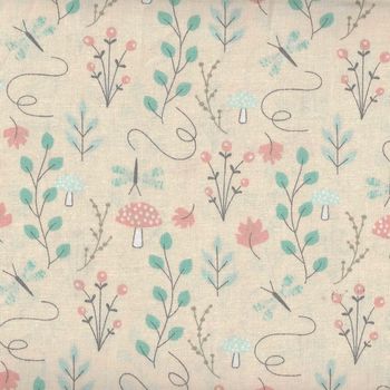 Little Ones by 3 Wishes Fabrics Lo Woodsy Floral Peach 12050 Peach