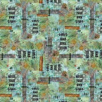 Live Out Loud by Seth Apter for Free Spirit PWSE015 Seafoam Write Your Own Story