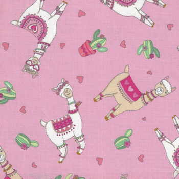 Llama Love By Deb Strain For Moda Fabrics M1992112 Pink Llama