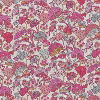Magic Liberty Of London Tana Lawn Width 53 036302130C Color PinkWhite Mushrooms