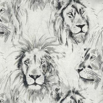 Michael Miller Roarr CX7015 CreamCharcoal Sketch Lion Profiles