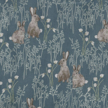 Midsummer By Hackney and Co OekoTex Bunnies Pattern 523175 Slate Blue
