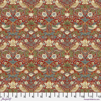 Morris and Co Kelmscott for Free Spirit PWWM002XX Mini Strawberry Thief Red 