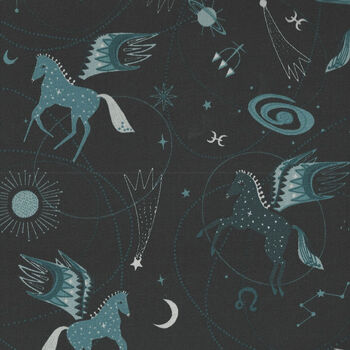 Mystical Astro Pegasus From Cotton+Steel CSEE100TE1 Colour Deep Navy with Teal