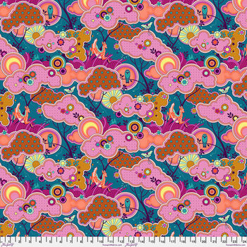 Mythical by Stacy Peterson for Free Spirit PWST013XTeal Fabled Forest