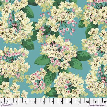 Nation of Flowers  by Martha Negley for Free Spirit PWMN044AQUAMountain Laurel