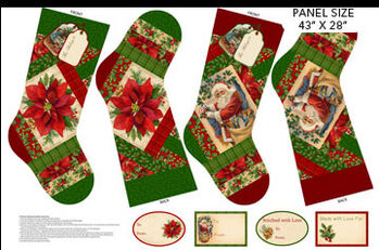 Old Time Christmas Stockings by Liza Bea For Northcott Fabrics DP24145 Color 24