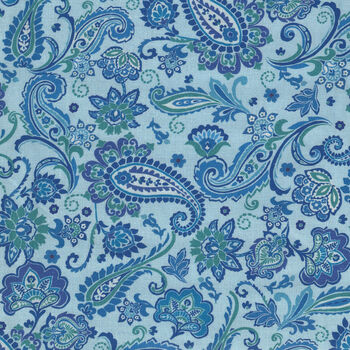 Pansy Paradise Paisley From Timeless Treasures TTCD1896 Blue