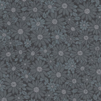 Peaceful Petals by Sarah J For Marcus Fabrics Ovals R470589 1043 CharcoalGrey