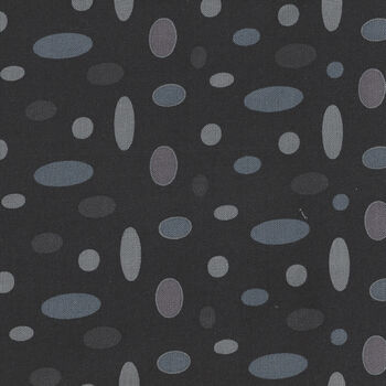 Peaceful Petals by Sarah J For Marcus Fabrics Ovals R470592 1012 CharcoalGreyBlue