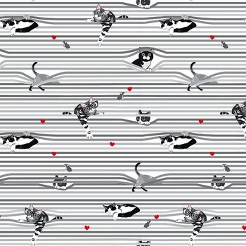 Peekaboo Shade Cats from Timeless Treasures CatCD3020 White