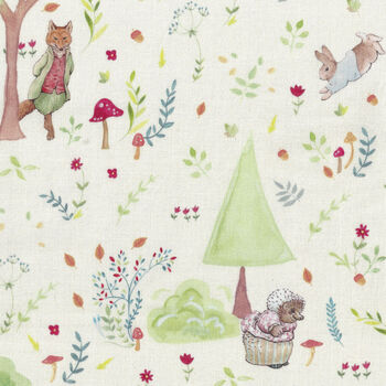 Peter Rabbit Morning Stroll Beatrix Potter by Visage Fabrics 293104 Color White