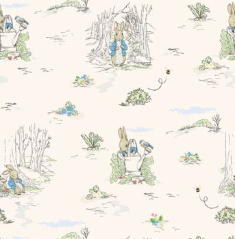 Peter Rabbit Outdoors Adventures Beatrix Potter by Visage Fabrics 281205 Color Pale Cream