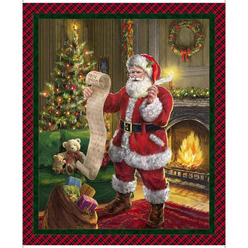 QT Checking It Twice Santa Panel 36 x 42 Digital Print 30436XMulti