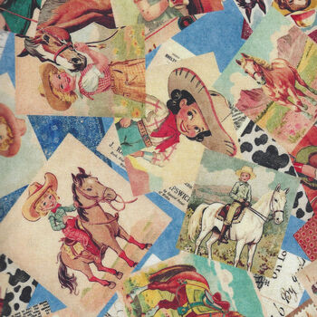 QT Fabric Hey Cowgirl Digital 260030367B Blue Vintage 
