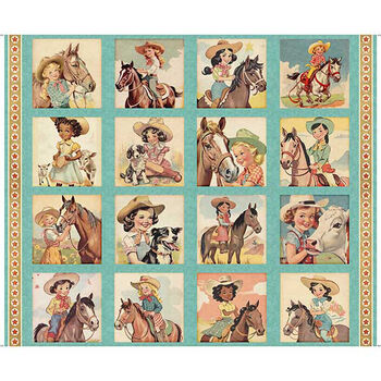 QT Fabric Hey Cowgirl Digital Panel 260030365Q Vintage 44 x 42