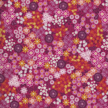 Revival Floral by Makower UK D 058 Colour P Pink
