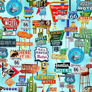 Route 66 by Michael Searle for Timeless Treasures Digital TTCD3059 Blue