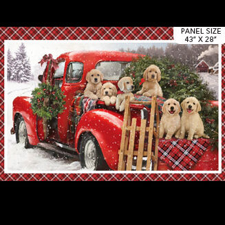 Santa Helpers by Northcott Fabric Panel 43 x 28 DP23537 Colour 24 Red Multi