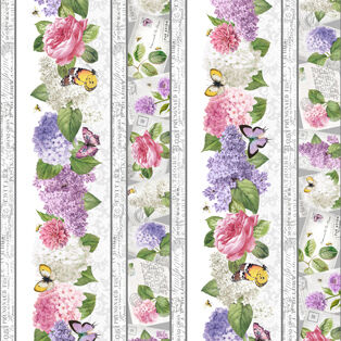 Scented Garden By Deborah Edwards for Northcott Studios 23977 Col 10 Border Print