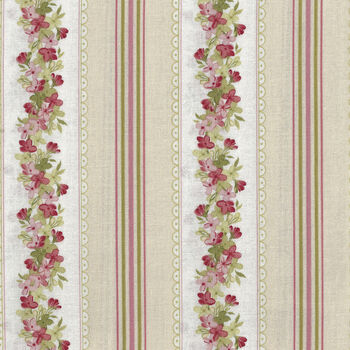 Sensibility Fabric By Maywood Studio 2273 9635 Col E Cream Pink Border Print