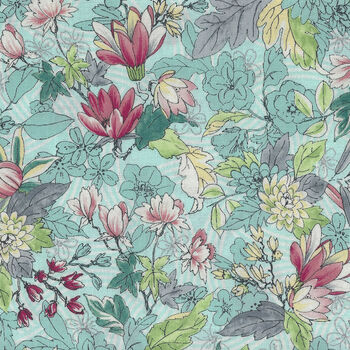 Serene Spring May Flowers From RJR Fabrics 3251 Color 2 AquaSilver