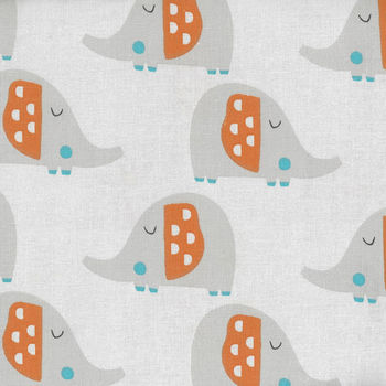 Stay Wild Elephants From 3 Wishes Fabric 14536 White