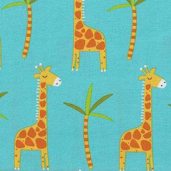 Stay Wild Giraffes From 3 Wishes Fabric 14535 Blue