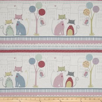 Stof Downtown Kitty Border Fabric 4500 238