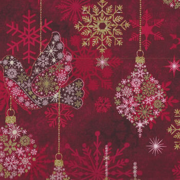 Stonehenge Christmas Joy From Northcott Fabrics 24773M Color 26 Dark Red
