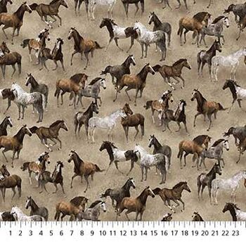 Stonehenge Frontier by Northcott Fabrics 2518214 Tan Multi Small Horses