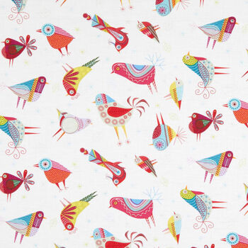 Summer Sampler By Nancy Nicholson For Clothworks Col WhiteMulti Birds