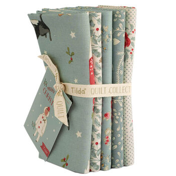 TILDA Merry Little Christmas by Tone Finnanger 300243 FQ Bundle 5 Duck Egg 
