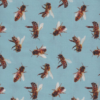 The Beeand39s Knees by Brandi Chanel for KK Fabrics Bees Allover Colour Blue
