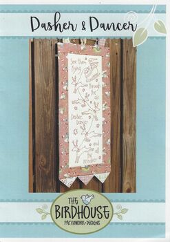 The Birdhouse Preprinted Christmas Stitchery Dasher and Dancer 10 x 22