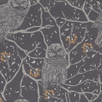 Through The Woods By Sweetfire Road For Moda M4311012 Charcoal Woodland Owls 