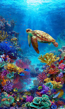 Tides Of Color By Hoffman Digital Panel 27 x 42 Tortoise V5257 073 Ocean