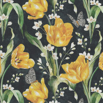 Tulip Fields by Whistler Studios for Windham Fabrics 54161 2 Black
