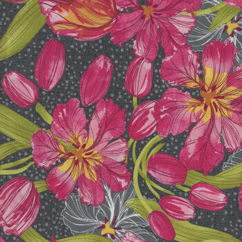 Tulip Tango By Robin Pickens For Moda Fabric M4871014 Deep Charcoal 