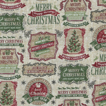 Vintage Christmas By Northcott Fabrics 23548 Col12 Vintage Labels
